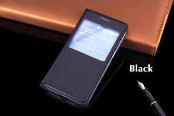 Asuwish Slim Thin View Shell Shockproof Phone Bag Flip Cover Leather Case Luxury Holster For Samsung Galaxy Core Prime G360 G360F G360H - intl