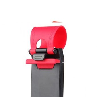 Rainbow Car Steering Wheel Phone Holder / Holder Handphone untuk Di Setir Mobil - Merah