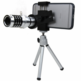 LIEQI LQ - 015 12X Zoom Mobile Phone Camera Clip-on Monocular Long Focus Telescope Lens (SILVER)