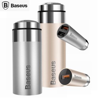 Baseus CarQ Series Full Metal 2 Port USB Anti-Corrosion Full-metal Design QC 3.0 Smart Dual USB Outputs Car Charger Charging for iPone Smartphone (Silver) - intl