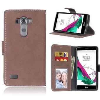 LG G4S Case, LG G4 Beat Case, SATURCASE Retro Frosted PU Leather Flip Magnet Wallet Stand Card Slots Case Cover for LG G4S / G4 Beat H735 (Brown) - intl