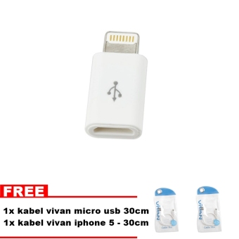 Micro USB Converter To Lightning Iphone 5 / Ipad + Free Paket Kabel Vivan Iphone 5 & Micro Usb 30 cm
