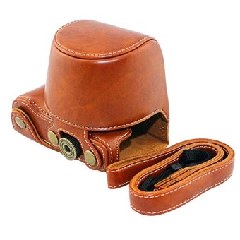 PU Protector Cover Case Bag Shell Camera Accessory with Shoulder Strap for Sony A5000 A5100 Nex 3N Brown - intl