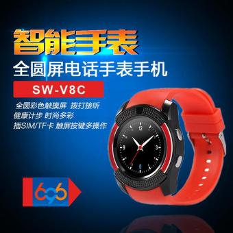 V8 round screen smart watch full screen card watch mobile phone QQ WeChat mobile phone anti lost health - intl