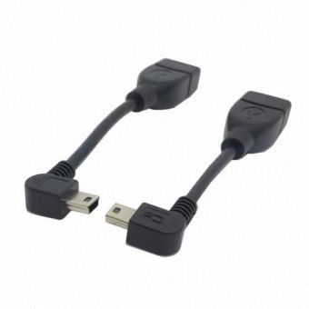 CY Chenyang 2pcs 90 Degree Left & Right Angled Mini USB Type B to USB Female OTG Cable for Tablet & Cell Phone