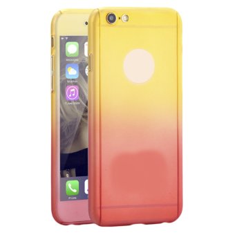 EOZY PC 360 Degree Full Body Protection Gradient Stitching Color Phone Case For iPhone 6/6s (Yellow&Pink)
