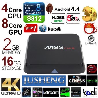 JUSHENG M8S Plus Android Tv Box Amlogic S812 2G+16G Emmc Quad Core (Cortex-A9) with Dual WIFI 5G/2.4G Bluetooth 4.0 Streaming Media Player