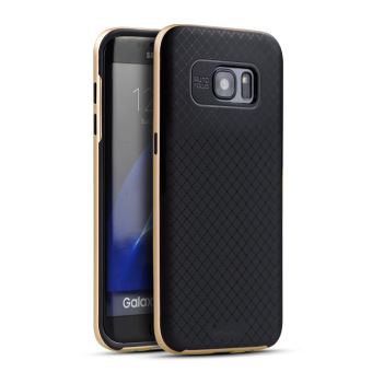 iPaky Slim TPU+PC Shockproof Hybrid Case for Samsung Galaxy S7 Edge G9350 (Gold)