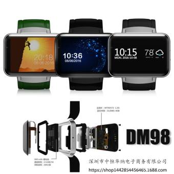 DM98 Bluetooth 4 smart watch multi language WeChat QQ touch screen phone watch factory direct black - intl