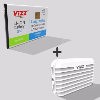 Vizz Baterai Double Power Advan S50,2300 mAh + Power Bank 7200 mAh Putih