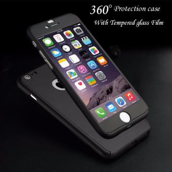 Hardcase Case 360 Iphone 6/6s Casing Full Body Cover - Hitam + Free Tempered Glass