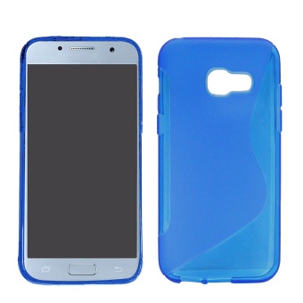 Solid Color TPU S-shaped Texture Protective Protector Case Cover Skin for Samsung Galaxy A7 2017 Blue - intl