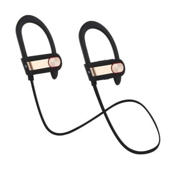 Brand New Fashion Sport Bluetooth Headphones Q7 Waterproof Sweatproof Sport Ear Hook Earphone HiFi Headset Neckband(Black gold) - intl