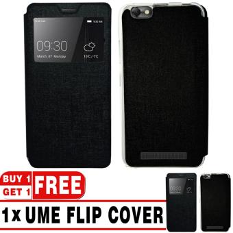 BUY 1 GET 1 | UME Flip Cover Case Leather Book Cover Delkin for Lenovo A2020 - Black + Free UME Flip Cover Case