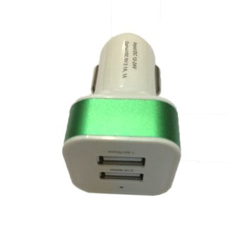 Rainbow Car Charge/Charger Mobil USB 2in1 Output 5V-2.1 A- Hijau