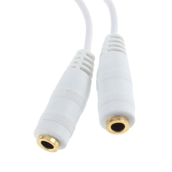 Velishy Male to 2 Female Earphone Cable Adapter Audio Splitter Jack (White)