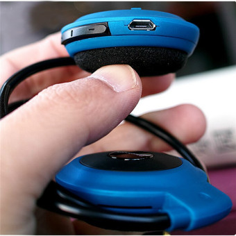 HengSong 2016 New Mini 503 leher baju olahraga bebas genggam Bluetooth Headset Stereo nirkabel telepon kepala alat pendengar untuk Mp3 Player Biru - International