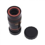 Mobile Phone Telescope Lens 8X Optical Zoom with Universal Clamp + Case for iPhone 5/5S/SE - Hitam
