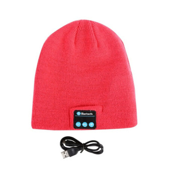 HengSong Warm Beanie Hat Wireless Bluetooth Receiver Audio Music Speaker Bluetooth Hat Cap Headset Headphone Red - intl