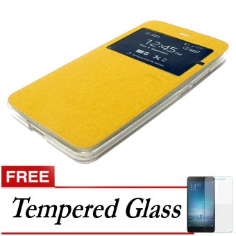 Ume Flip Cover untuk ASUS Zenfone 2 ZE551ML - Emas + Gratis Tempered Glass