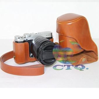 Icantiq Tas Kulit Camera Fujifilm X-A3 / X-a3 Sarung Fujifilm Leather Fuji film Xa3 Hard Cover Case Sarung Bag Shoulder Strap Camera / Sarung Camera FujiFilm XA3 / Tas Camera XA3 / Cover Bag Case Protector- Cokelat