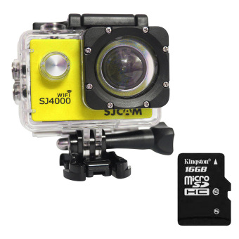 Mini Action Camera 1080P Full HD SJCAM SJ4000 WIFI Sports ActionCamera (Yellow) + Extra Micro SD Card Kingston Class10 16GB