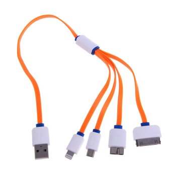 VAKIND 4-in1 Charging Data Cable for iPhone 5, 5S C/Samsung Galaxy Tab (Orange)