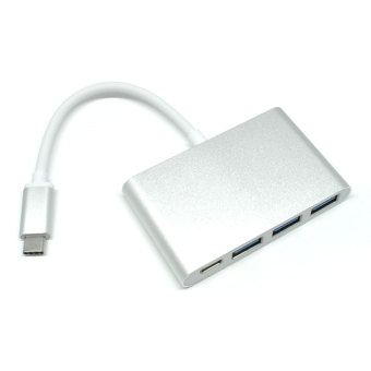 USB Type C to 3 x USB 3.0 + 1 x USB Type C Hub Adapter - Silver