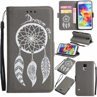 Premium Embossed Wind Chimes PU Leather Wallet Folio Flip Cases with Detachable Wrist Strap Card Slots Kickstand Function Cover Case for Samsung Galaxy S5 - intl