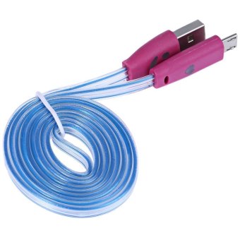 TimeZone 1M Android Luminous Data Line Visible LED Smile Face USB Sync Charge Cable (Blue/Violet)
