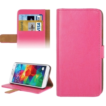SUNSKY Crazy Horse Texture Leather Case with Credit Card Slot and Holder for Samsung Galaxy S5 / G900 (Magenta)