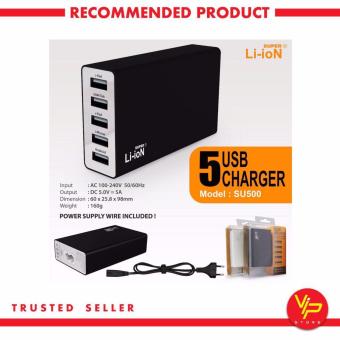 Super Li-ioN Travel Charger USB 5 Port - Fast Charging 5 A (Black)