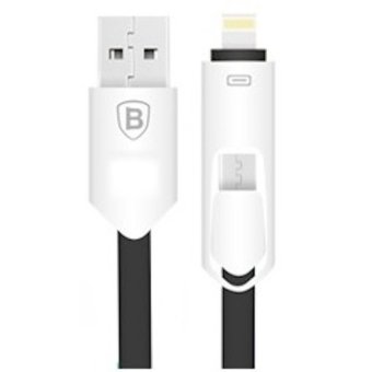 Baseus 2 in 1 Micro USB & Lightning USB Cable 1 Meter - Hitam