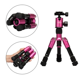 Selens Mini 17.78 cm - 45.72 cm kamera portabel tumpuan kaki tiga dengan Ballhead dan melindungi tas untuk Canon Nikon Sony dll kamera dan camcorder (Magenta)