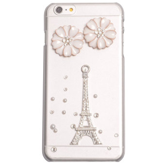 niceEshop Crystal Diamond Rhinestone Tower Camellia Flower PC Plastic Hard Case for IPhone6 Plus 5.5 Inch (Clear)