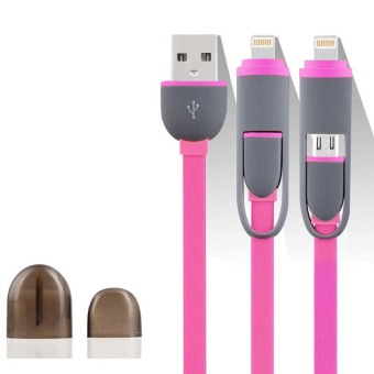 2 in 1 USB Cable 8Pin 1M Sync Data Charger For Mobile Phone (Pink) - intl
