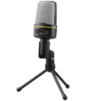 High Quality Smooth Microphone 3.5 Jack With Holder - Hitam