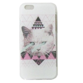 Titanium Cute Cat Plastic Case for iPhone 6 - PS14 - Putih