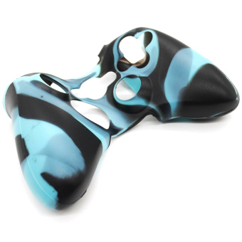 Moonar Silicon Protective Skin Case Cover for Xbox 360 Game Controller Black+Blue