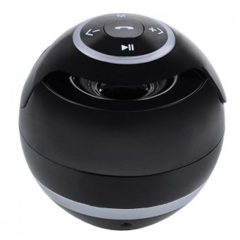 BLN GS009 Wireless Portable Mini FM Ball Shaped S-BASS Stereo Hands Free Bluetooth Speaker W / Mic LED Light USB Ball Surround (Black) (Intl)