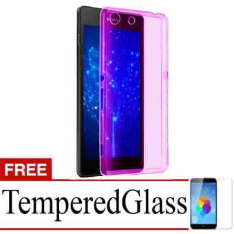 Case Ultrathin Soft Case for Sony Xperia M5 - Ungu Clear + Gratis Tempered Glass