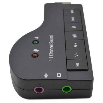Universal Sound Card Piano Model USB Adapter 8.1 Channel 3D Audio Headset Microphone 3.5mm Jack - Black