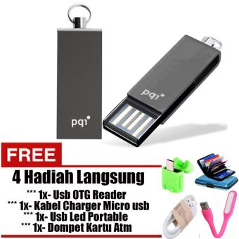 Pqi i813L USB Flashdisk 32GB USB 2.0 COB Technology - Gratis Usb OTG Reader + Usb Led Portable + Kabel Charger Micro Usb & Dompet Kartu ATM