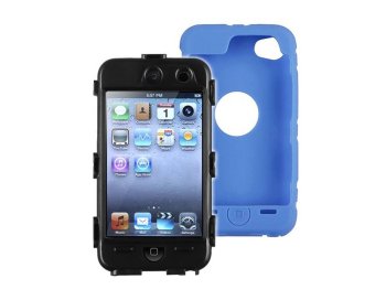 niceEshop Black Hard Dark Blue Skin 3 Parts Hybrid Case for Apple iPod Touch 4