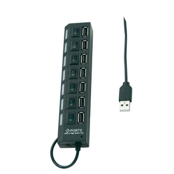USB hub 7 Port ON/Off LED Switch - Hitam