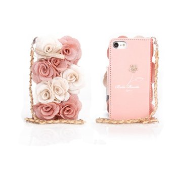 Lantoo Top Pink Rose Cloth Flower Rosette Flip Wallet Leather Case For iPhone 7(4.7 inch) - intl