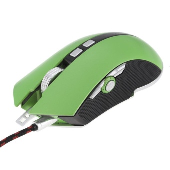 LUOM G60 Optical Gaming Mouse 4000DPI 9 Buttons Programmable Mice 4 LED USB Wired - Green - intl
