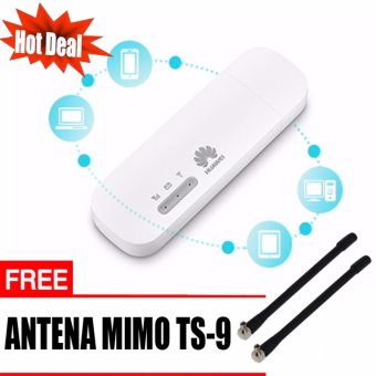 Huawei Modem Wifi USB E8372 4G LTE 150Mbps Unlock All GSM - Putih + Antena TS9 - Hitam