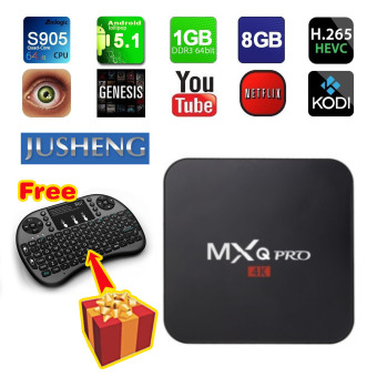 JUSHENG [Free I8 Wireless Mini keyboard] MXQ Pro 4K Amlogic S905 Chipset Android 5.1 Lollipop OS Quad Core 1G/8G 4K Google Streaming Media Player TV Box with WiFi, HDMI, DLNA