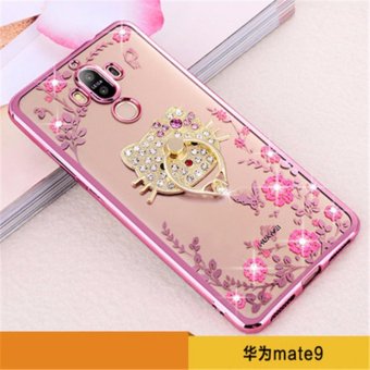 Flora Diamond Ring Holder Stand Silicon Case for Huaiwei Mate 9 Flower Bling Soft TPU Clear Phone Back Cover - intl